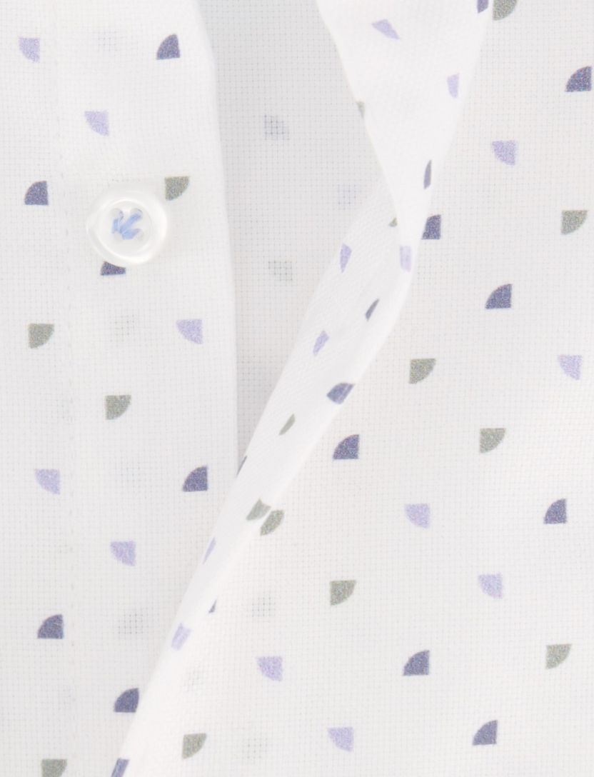 John Miller overhemd wit blauw geprint katoen