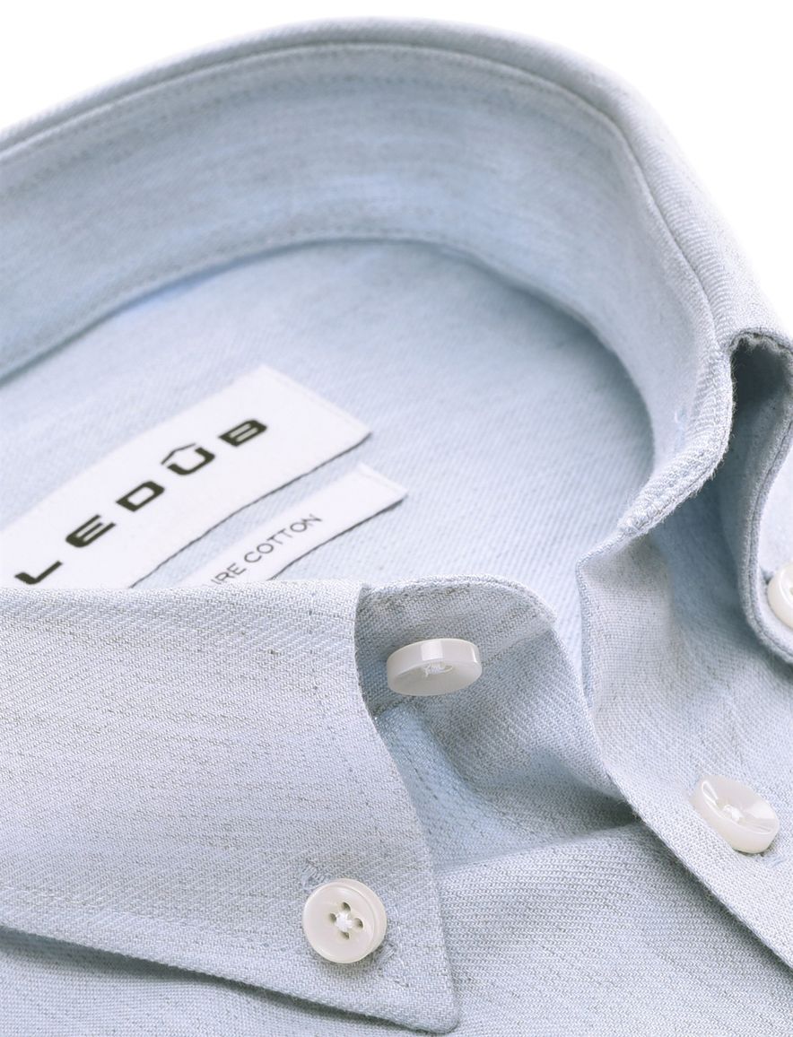 Ledub overhemd effen lichtblauw button down normale fit