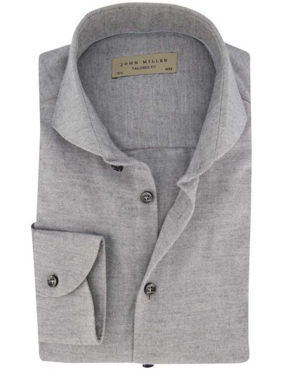 John Miller John Miller overhemd grijs flanel normale fit