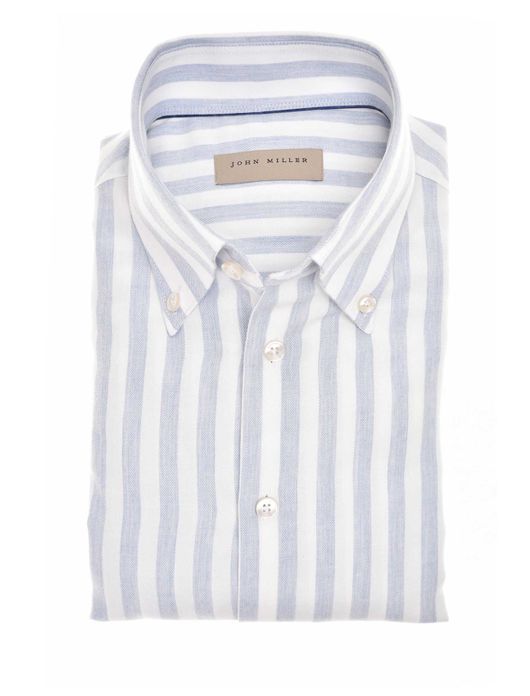 John Miller overhemd lichtblauw gestreept