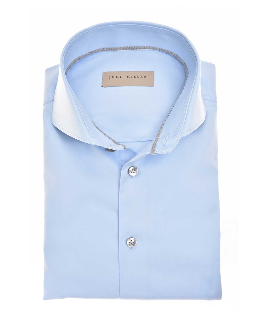John Miller overhemd effen lichtblauw katoen cutaway boord