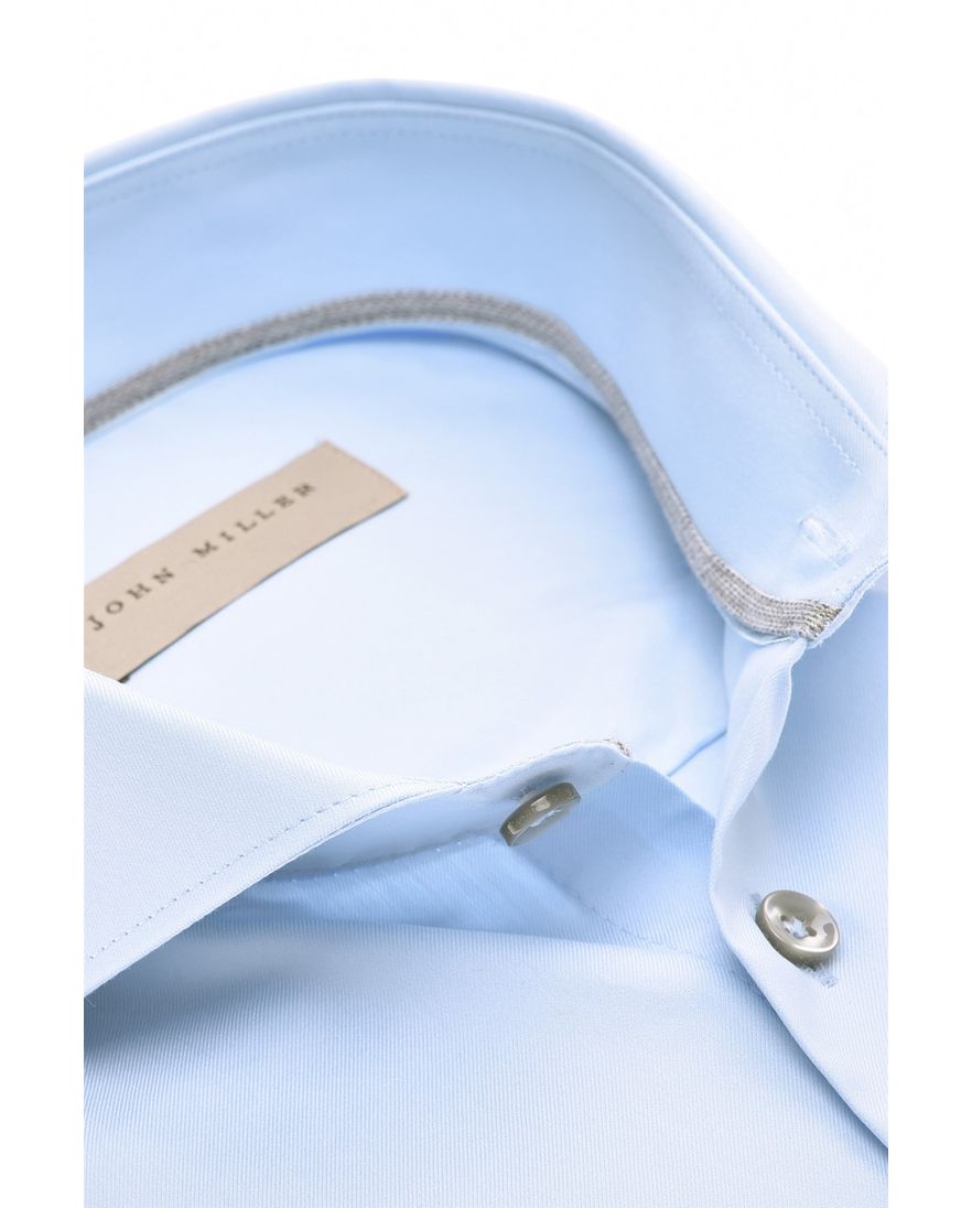 John Miller overhemd effen lichtblauw katoen cutaway boord
