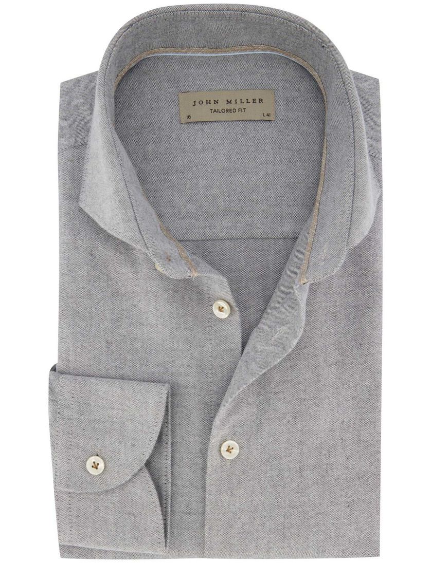 Mouwlengte 7 John Miller grijs knitted overhemd