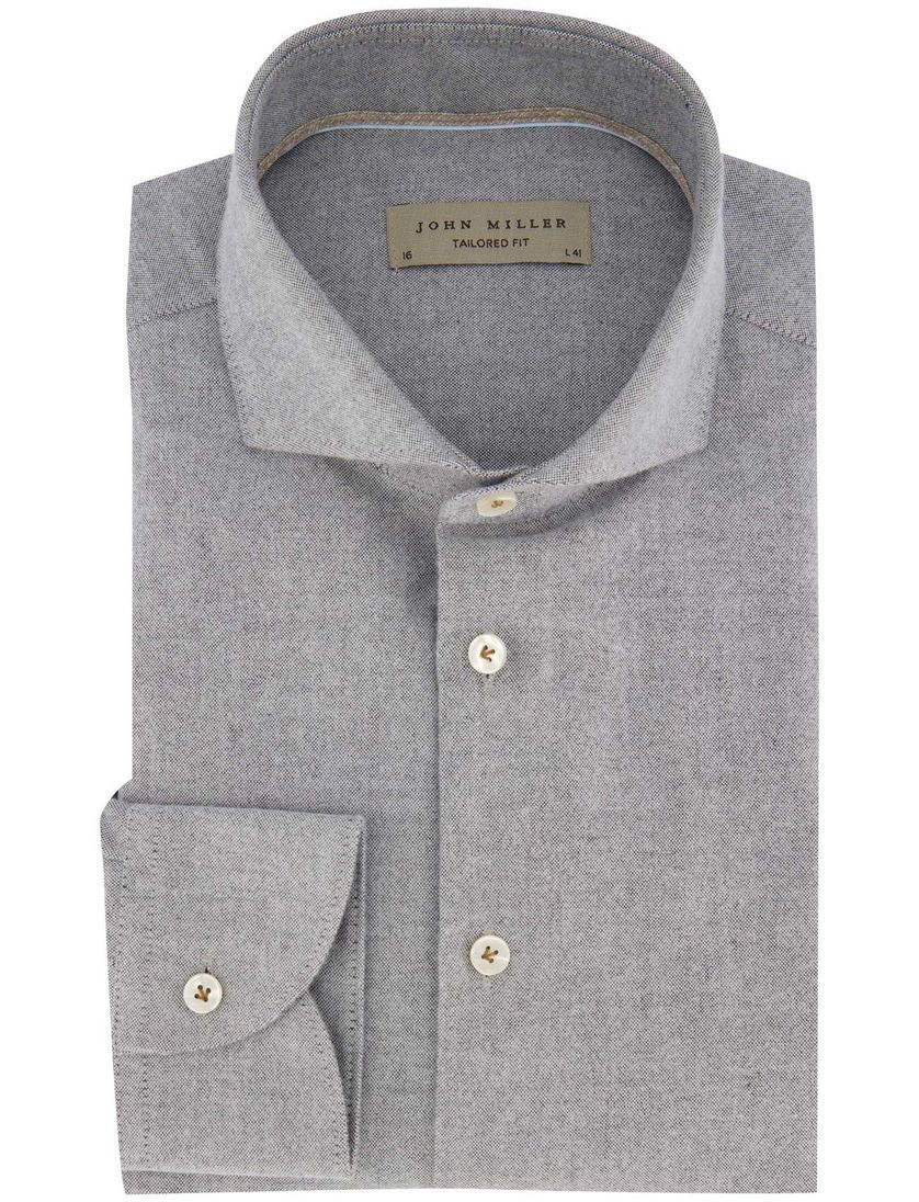 Mouwlengte 7 John Miller grijs knitted overhemd