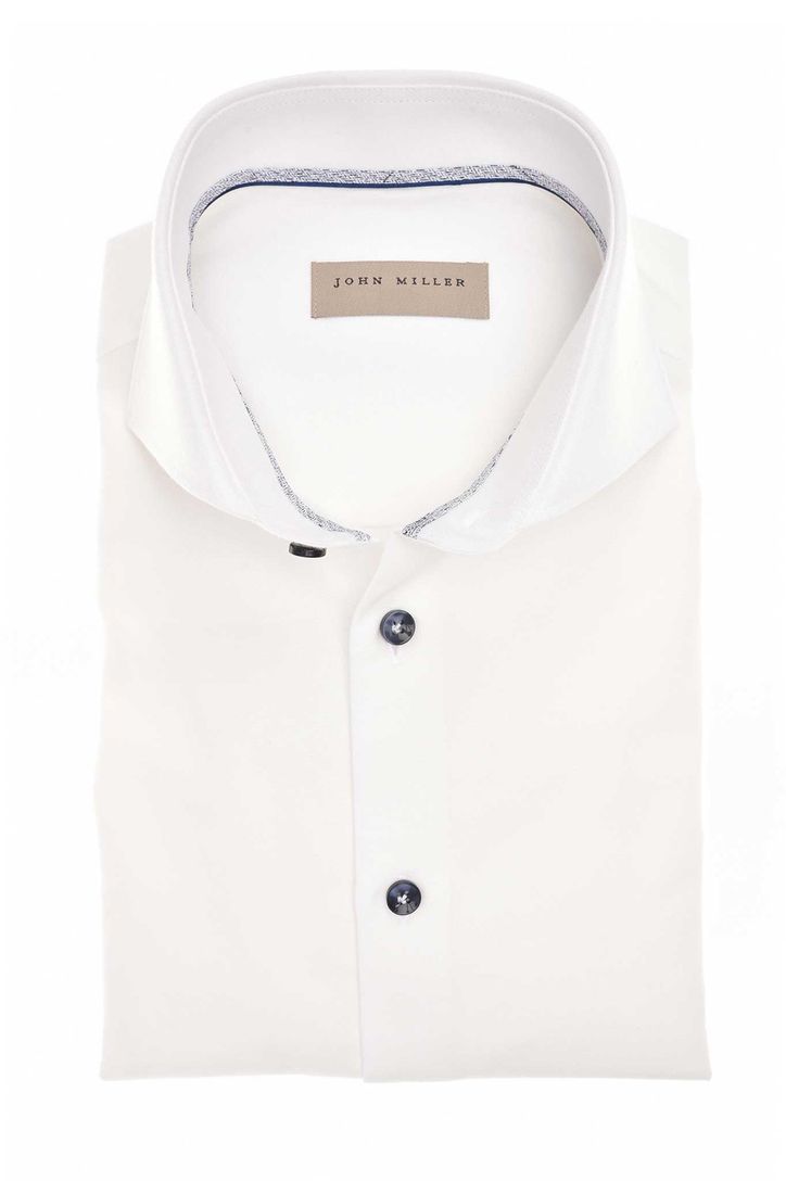 katoenen overhemd John Miller wit mouwlengte 7