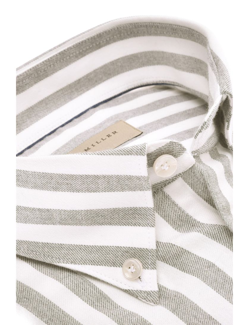katoenen overhemd John Miller grijs gestreept mouwlengte 7