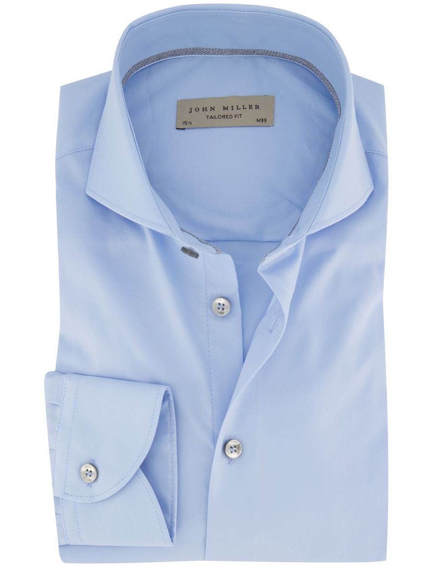 Tailored fit John Miller mouwlengte 7 overhemd lichtblauw