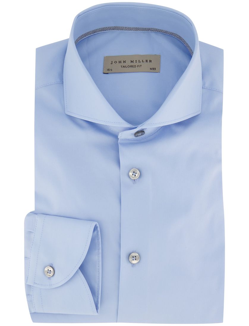 John Miller Tailored fit overhemd lichtblauw ml 7