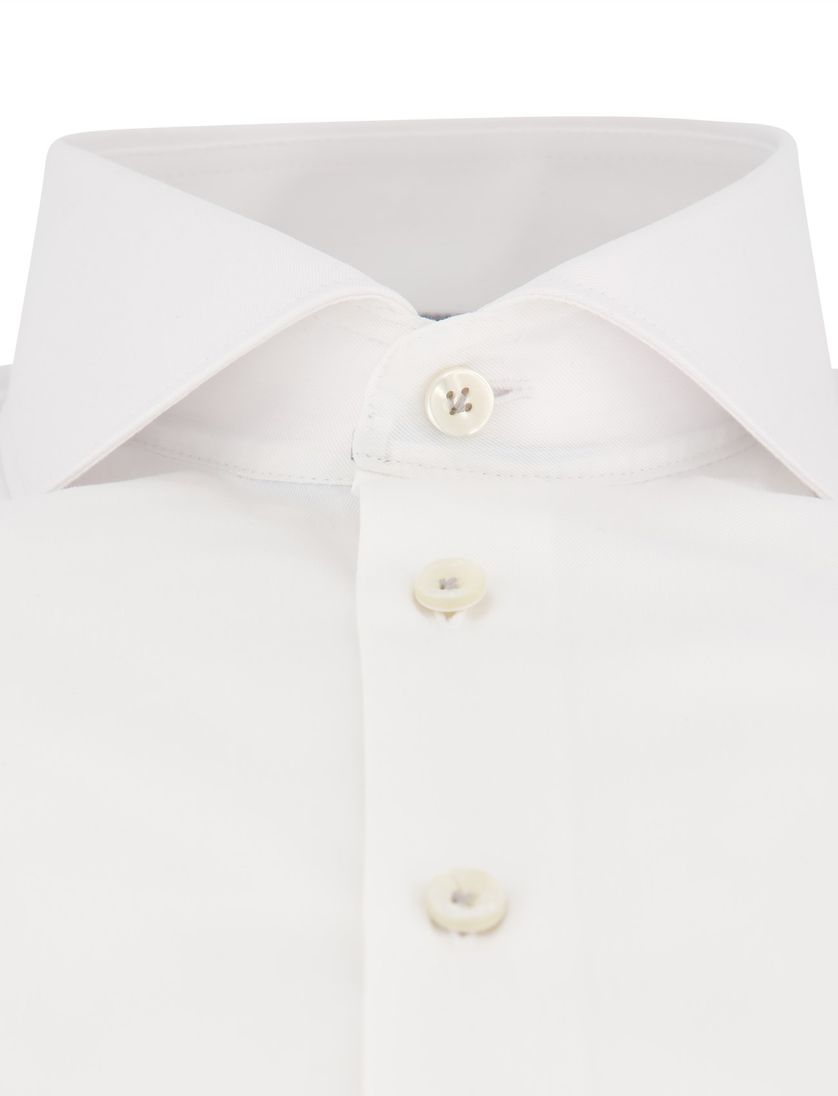 overhemd John Miller Tailored Fit mouwlengte 7 wit effen