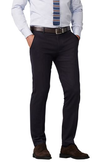 Meyer Meyer Pantalon effen donkerblauw wol normale fit