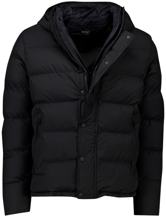 Airforce winterjas kort effen zwart gewatteerd puffer