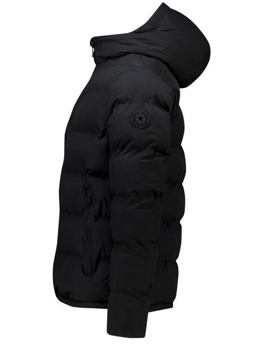 Airforce winterjas kort effen zwart gewatteerd puffer