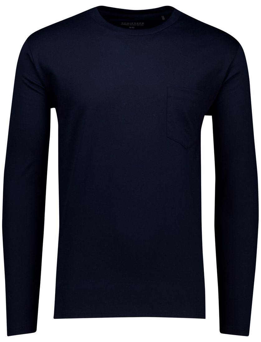 Schiesser Pyjama donkerblauw effen 100% katoen