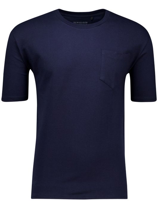 Schiesser Shortama donkerblauw wit