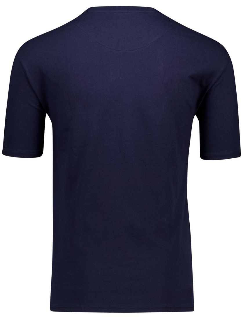 Schiesser Shortama donkerblauw wit Single Jersey normale fit