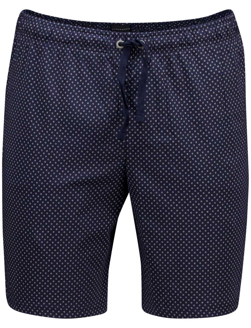 Schiesser Shortama donkerblauw wit Single Jersey normale fit