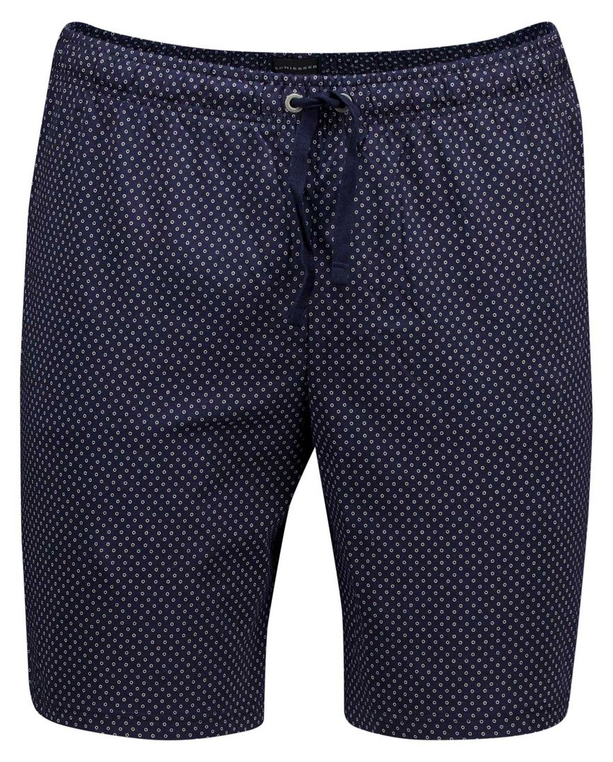 Schiesser Shortama donkerblauw wit Single Jersey