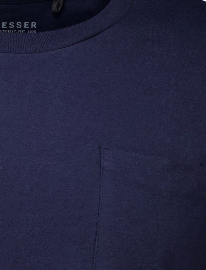 Schiesser Shortama donkerblauw wit Single Jersey normale fit