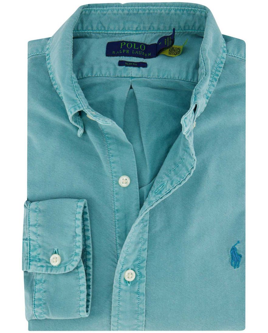 Polo Ralph Lauren overhemd effen blauw slim fit