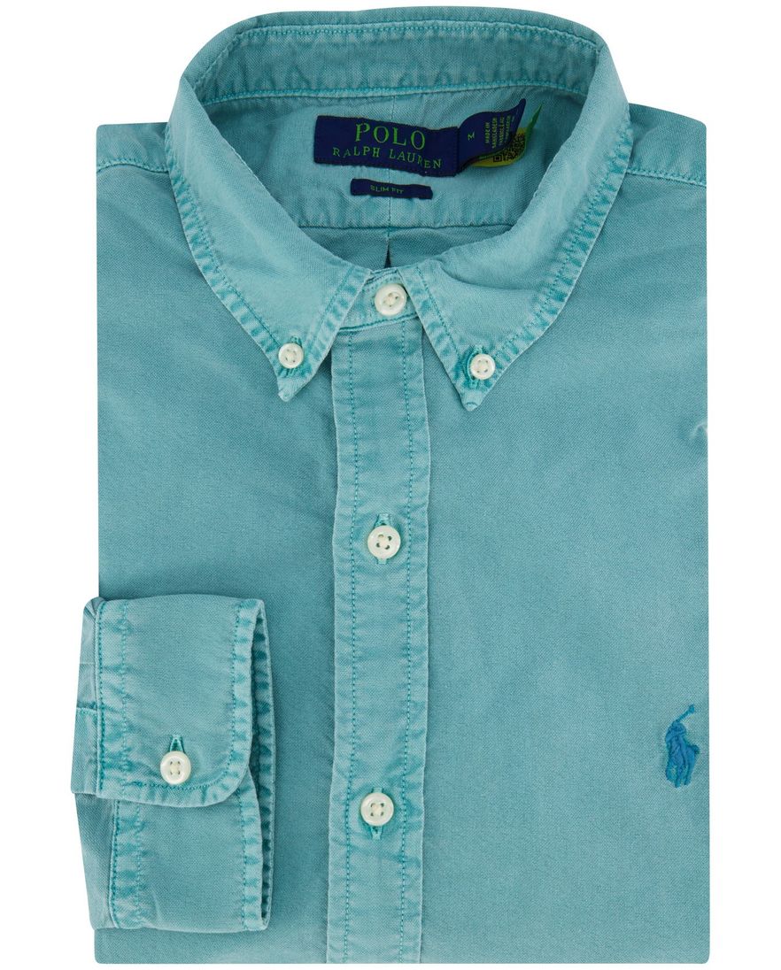 Polo Ralph Lauren overhemd effen blauw slim fit