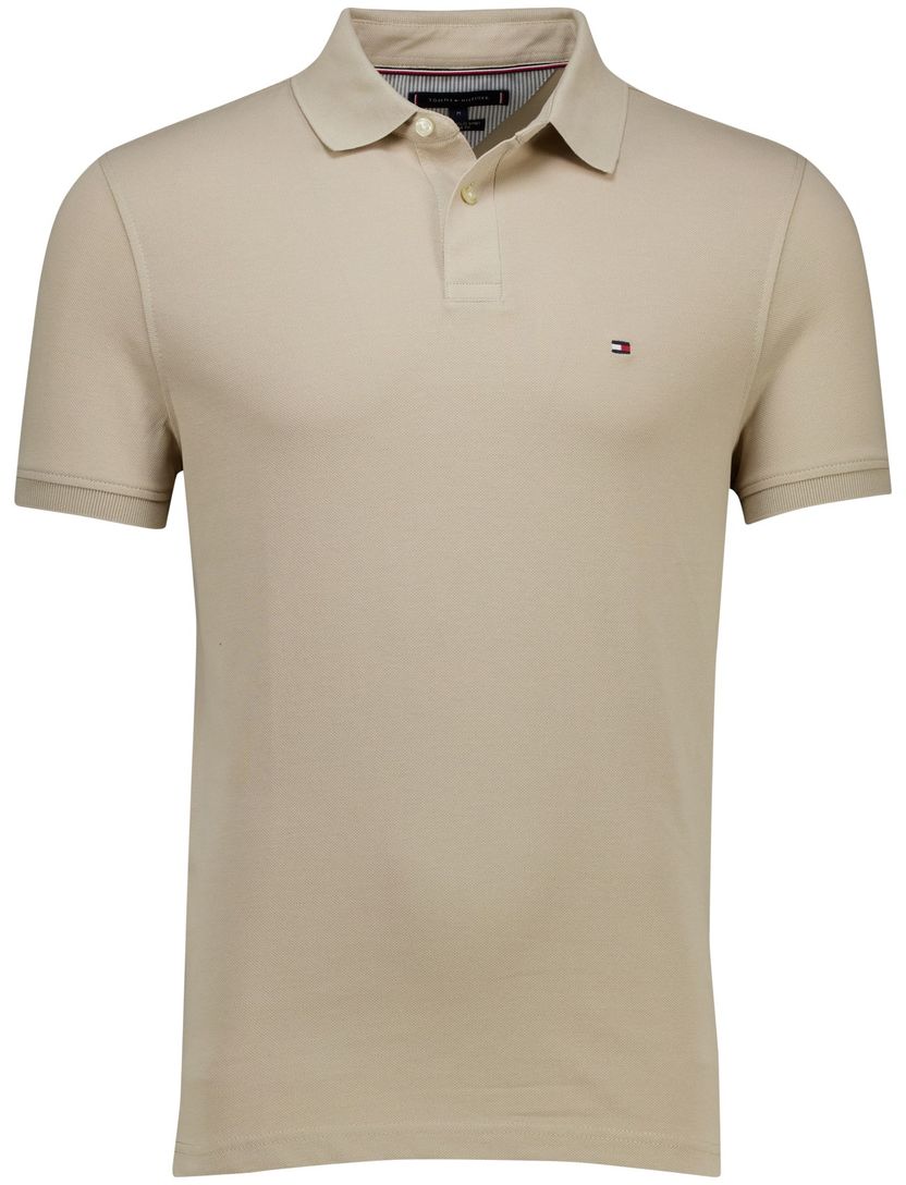 katoenen Tommy Hilfiger polo beige effen normale fit