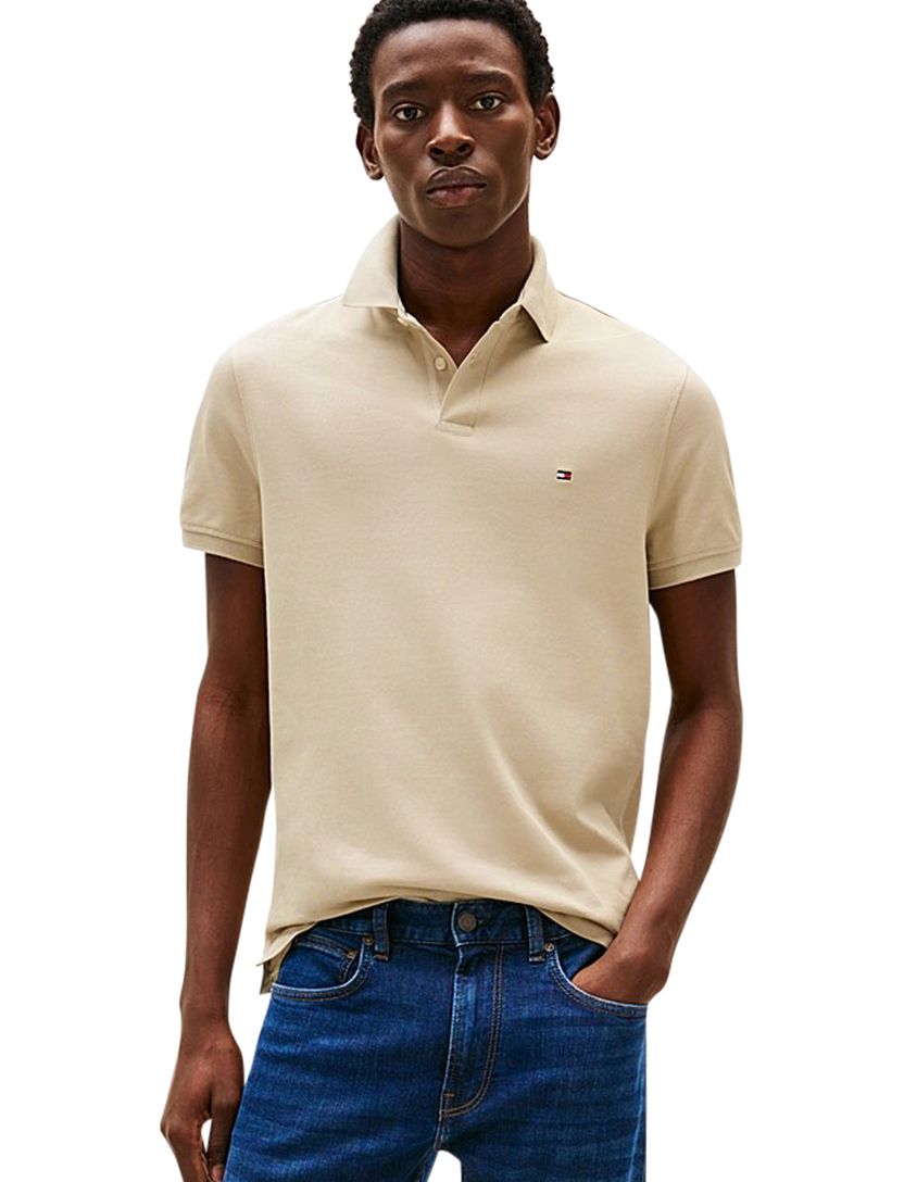katoenen Tommy Hilfiger polo beige effen normale fit