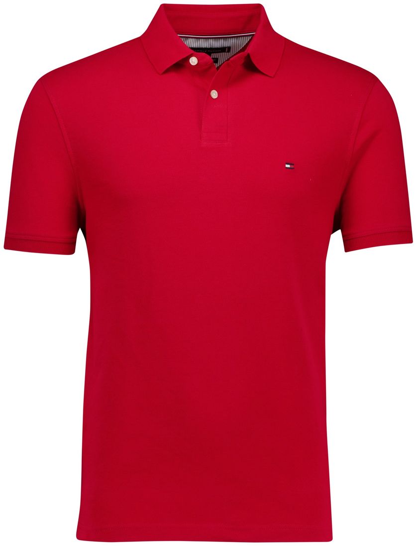 katoenen Tommy Hilfiger polo rood effen normale fit 2 knoops