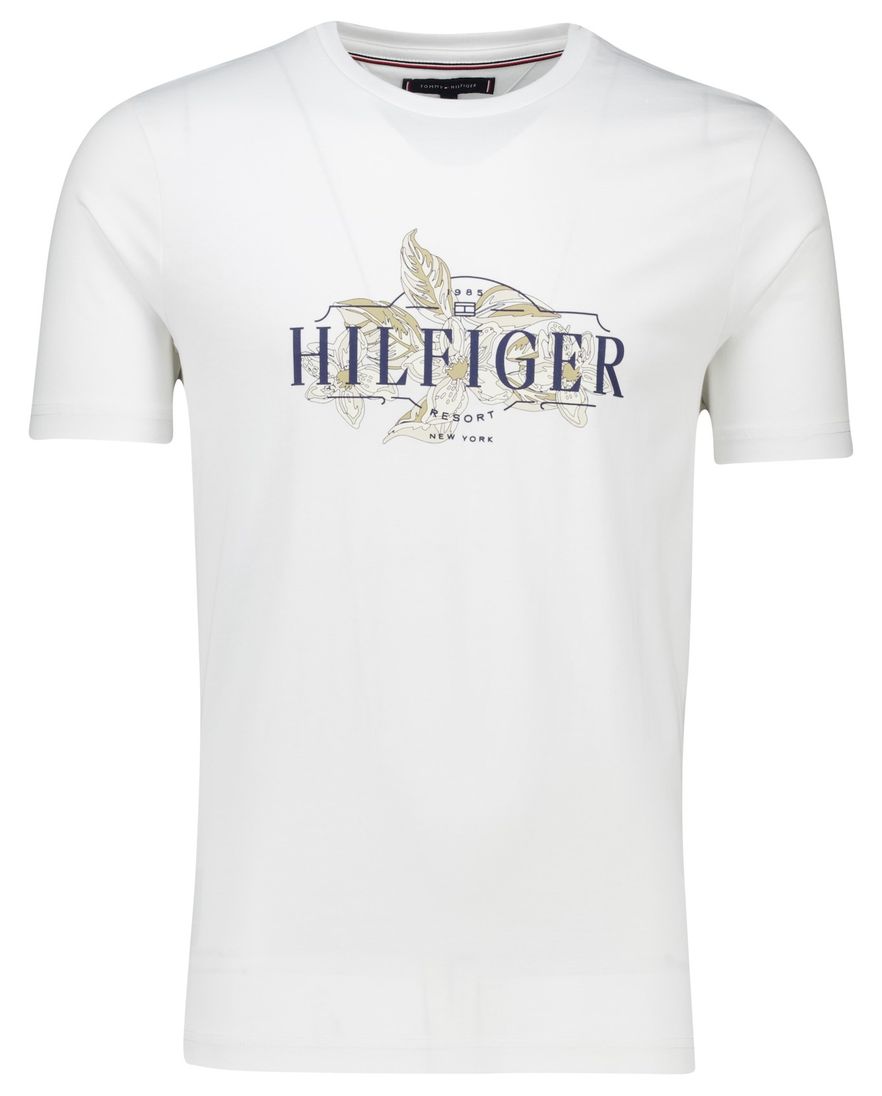 Tommy Hilfiger T-shirt wit opdruk normale fit katoen