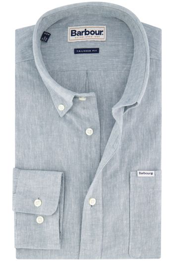 Barbour Barbour overhemd linnenmix blauw button-down