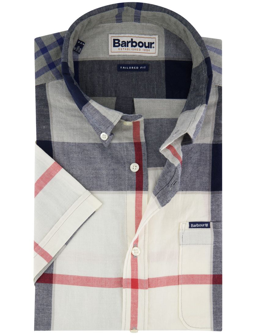 Barbour overhemd korte mouw blauw tailored fit