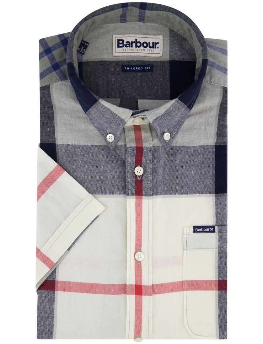 Barbour overhemd korte mouw blauw tailored fit