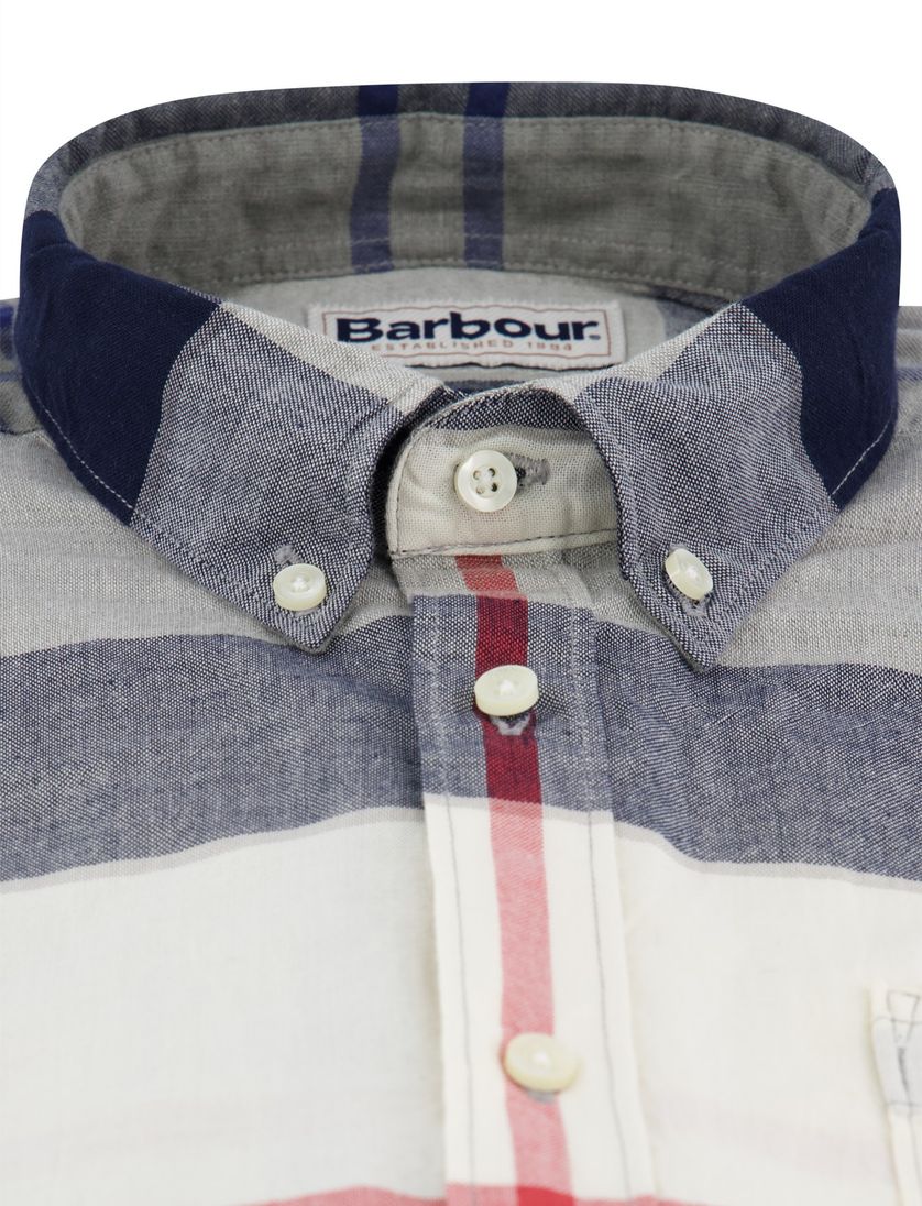 Barbour overhemd korte mouw blauw tailored fit