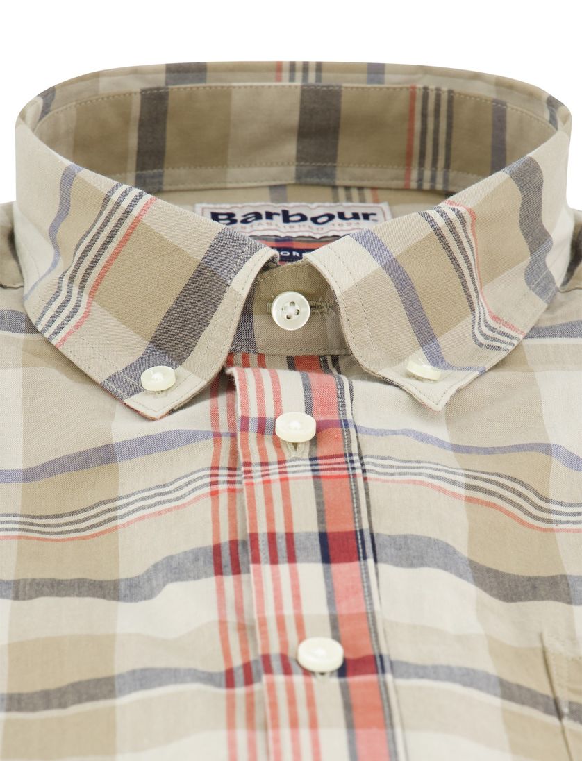 Barbour overhemd beige tailored fit met borstzak