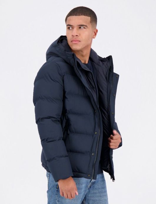 Airforce winterjas puffer effen donkerblauw normale fit