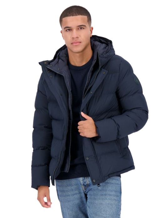 Airforce winterjas puffer effen donkerblauw normale fit