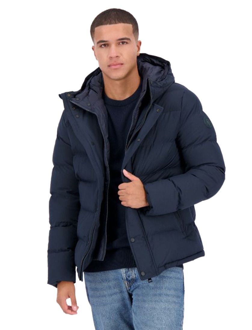 winterjas Airforce gewatteerd effen donkerblauw normale fit