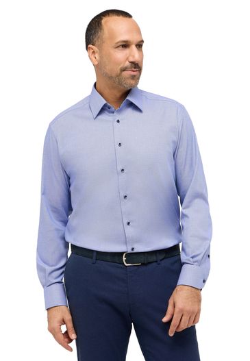 Eterna Strijkvrij Eterna Comfort Fit overhemd blauw patroon