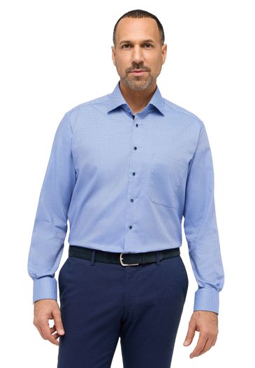 Eterna Eterna Comfort Fit overhemd blauw geprint katoen strijkvrij