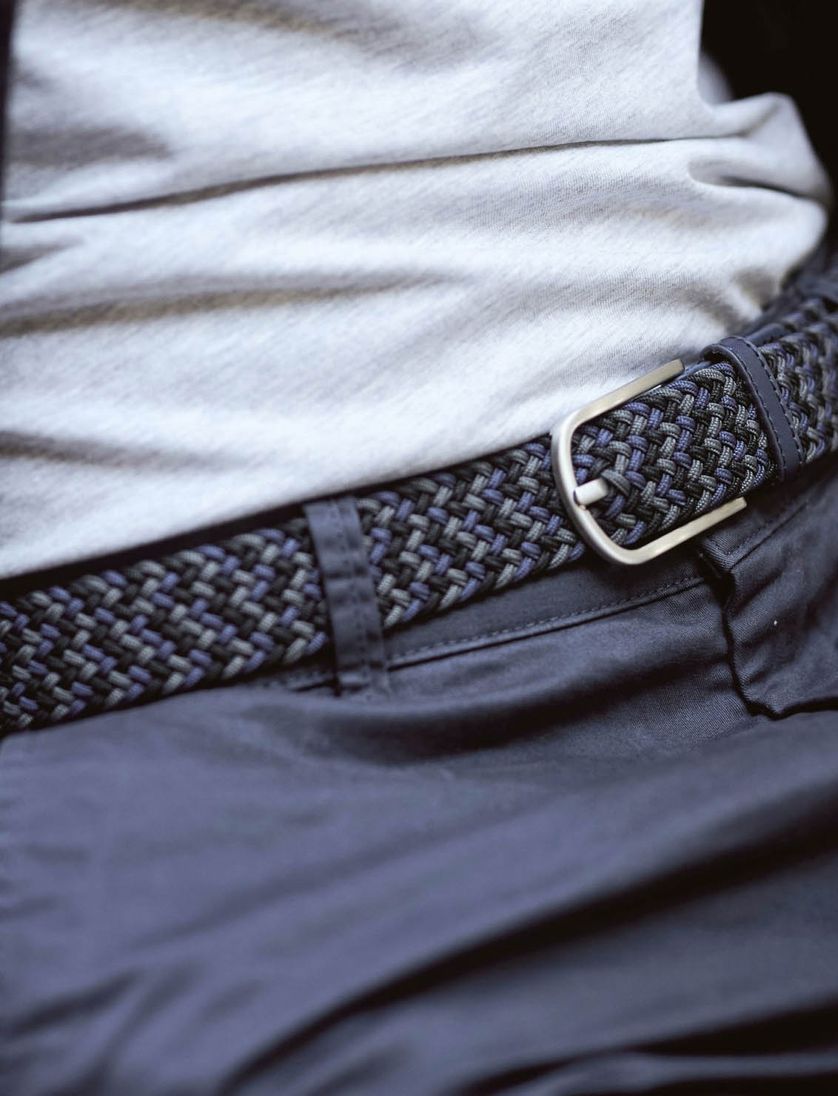 La Boucle riem Zurich donkerblauw zwart effen stretch