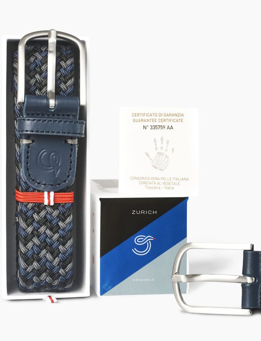 La Boucle riem Zurich donkerblauw zwart effen stretch