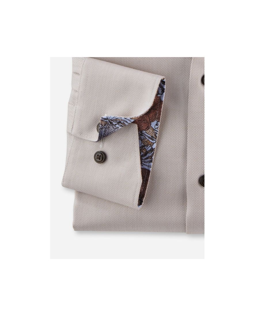 Olymp Luxor Comfort Fit business overhemd beige strijkvrij