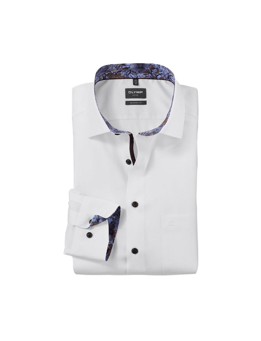 overhemd mouwlengte 7 Olymp Luxor Modern Fit wit borstzak