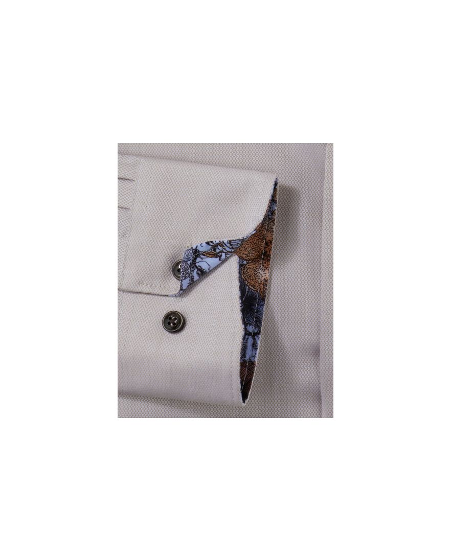 Olymp Luxor Modern Fit overhemd mouwlengte 7 beige borstzak