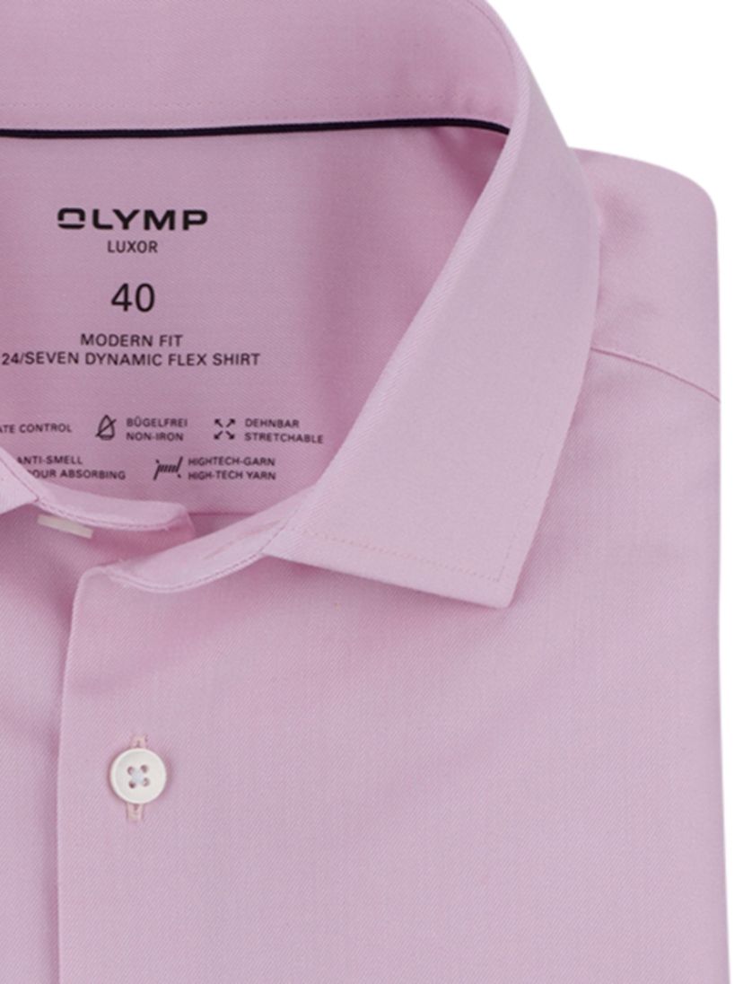 Olymp Modern Fit overhemd roze effen katoen