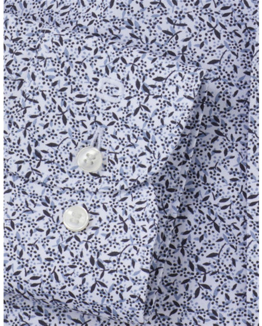 Olymp Level Five body fit overhemd mouwlengte 7 lichtblauw bloemen