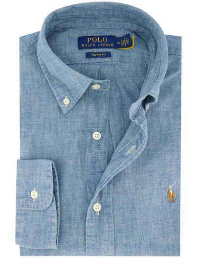 Polo Ralph Lauren katoenen overhemd Polo Ralph Lauren normale fit blauw effen