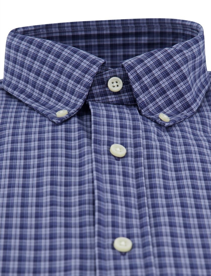 Polo Ralph Lauren overhemd blauw geruit witte knoop