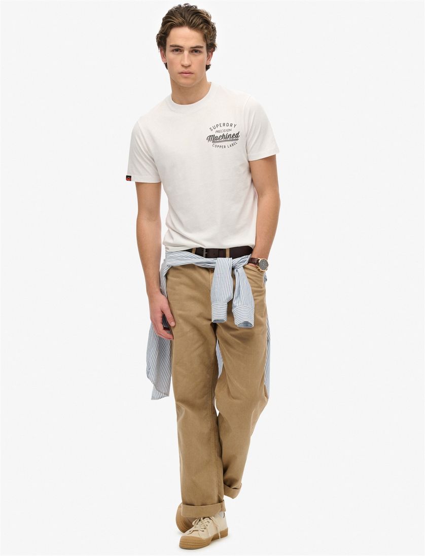 Superdry T-shirt wit effen met tekst 100% katoen