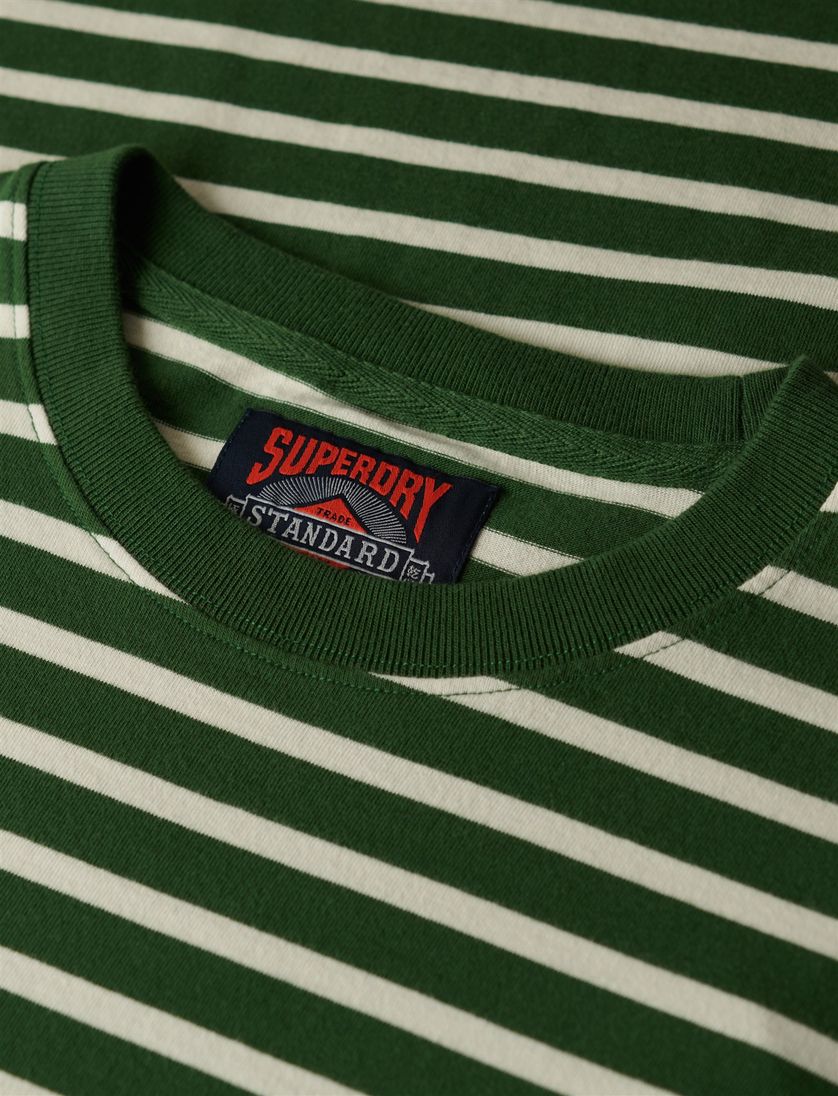 Superdry T-shirt groen wit gestreept katoen