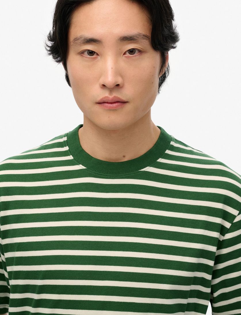 Superdry T-shirt groen wit gestreept katoen